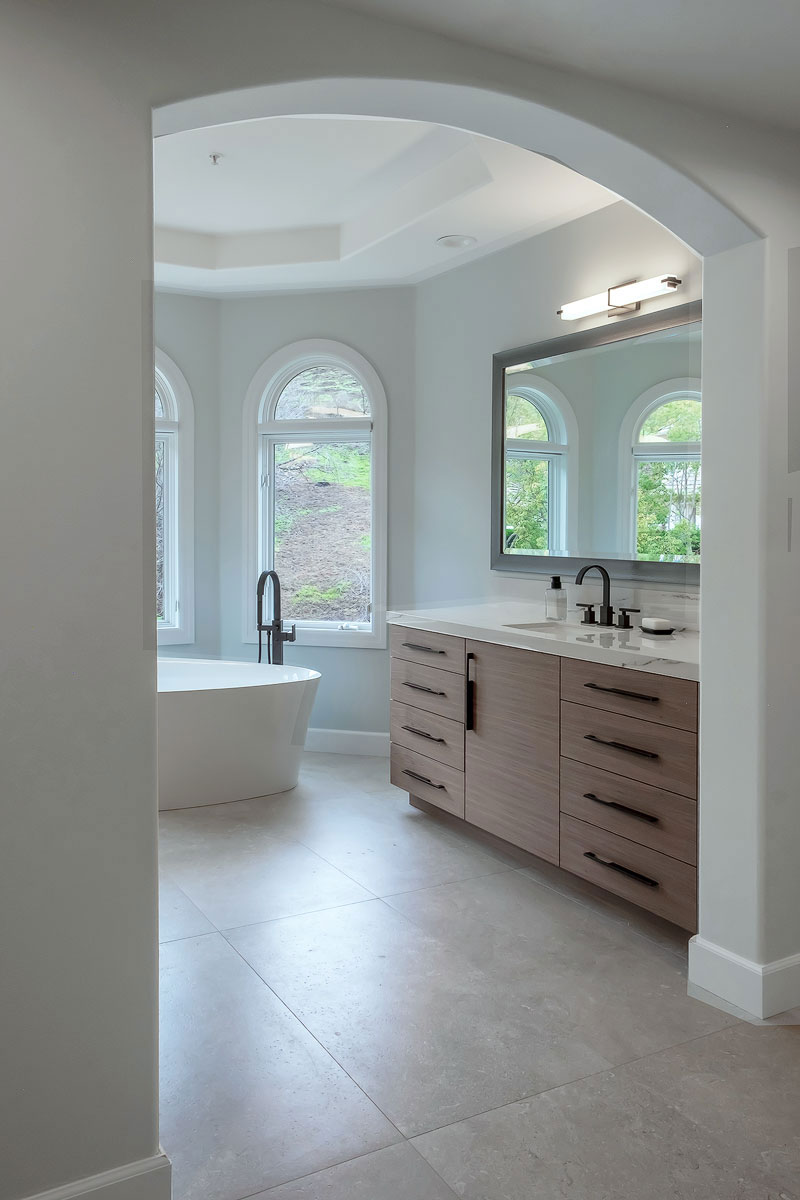 soaking bathtub in master bathroom